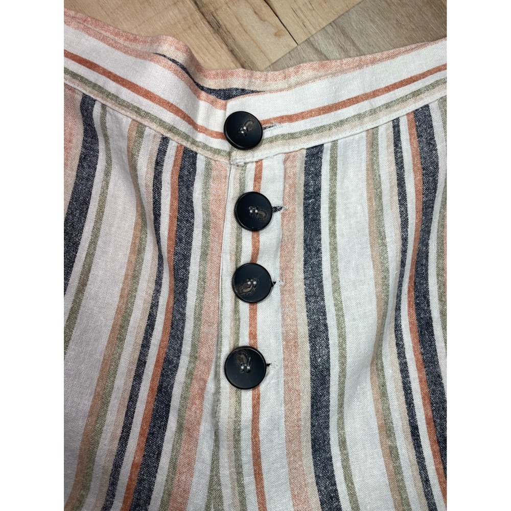 Stradivarius Linen Blend Striped Wide Leg Culotte Pants High Waist Size 4 - Picture 6 of 13